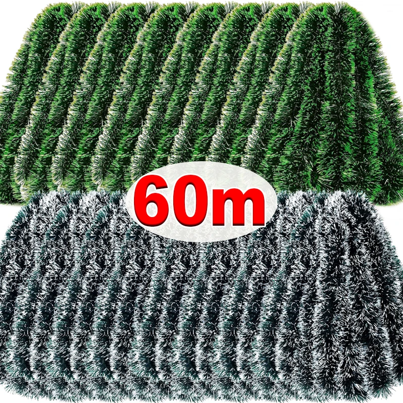 Tinsel Garland Decoration - 60/4 メートルクリスマス見掛け倒しリボンガーランドグリーン杖リースクリスマスツリーハンギングペンダント装飾品ウェディングパーティー家の装飾用品
