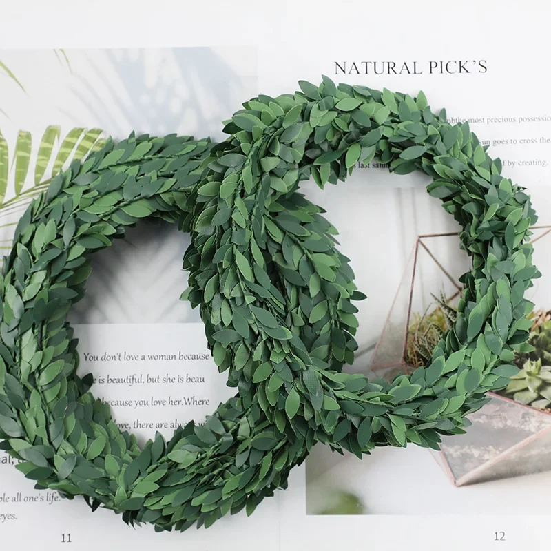 Christmas Wreath Fake - 7 メートルの鉄線グリーンリーフつる結婚式の装飾花花輪クリスマス装飾家庭用格安人工植物