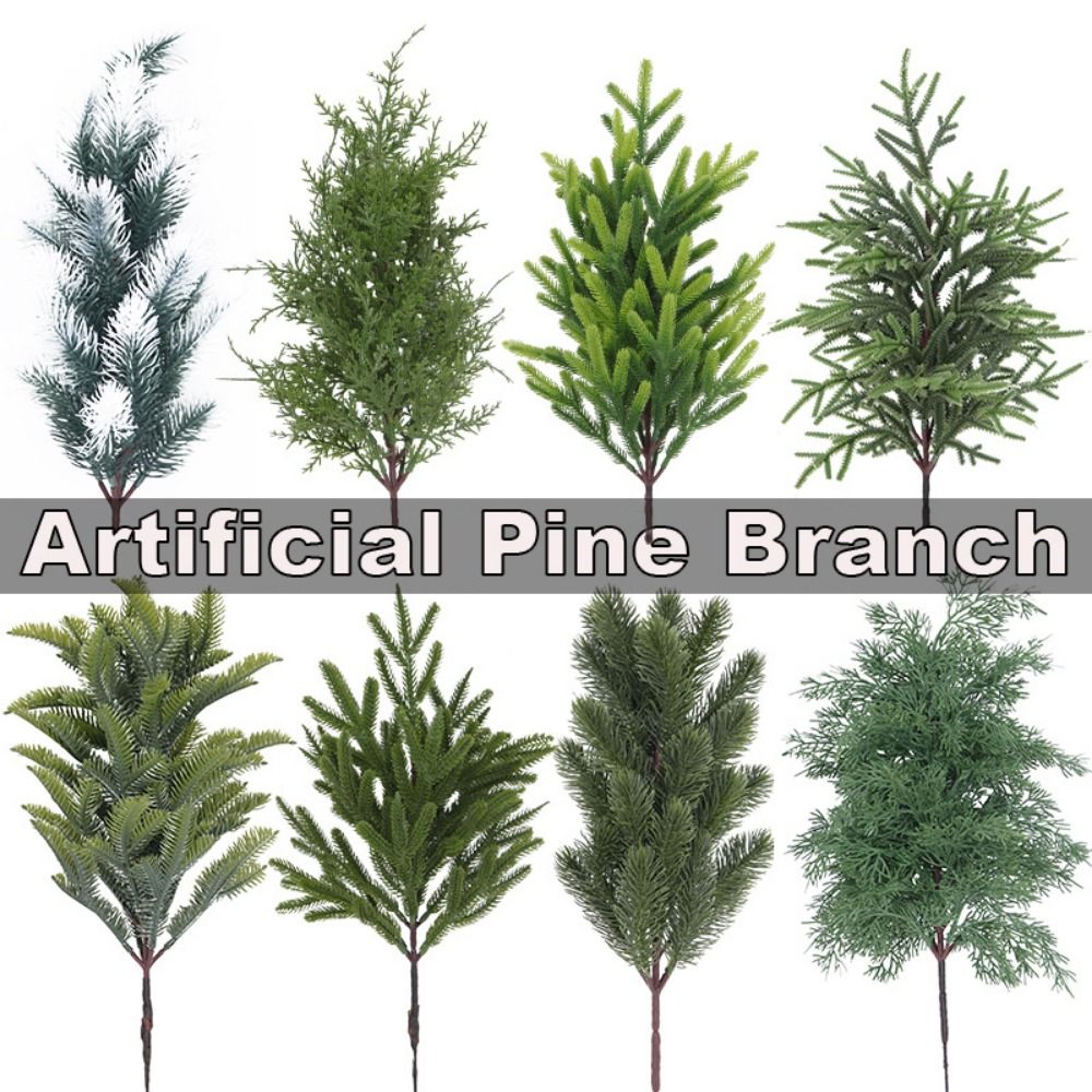 Christmas Wreath Fake - 人工松の枝のクリスマスツリー、偽のヒノキの葉、DIYの花輪、家の装飾、リアルな緑の植物、パーティー用品