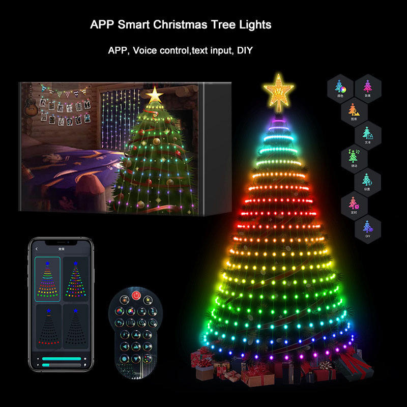 Star Tree Topper - 7フィート 400LEDスマートクリスマスツリーライト フェアリーLEDライト スタートッパー付き DIYカラーチェンジアプリリモコン クリスマスツリーデコレーション用