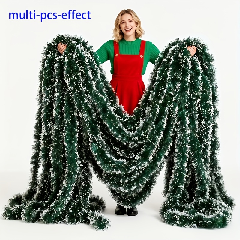 Tinsel Garland Decoration - 6/14M クリスマスティンセルガーランド、吊り下げ装飾品、屋内および屋外の天井パーティーデコレーション、クリスマスツリーの装飾に最適