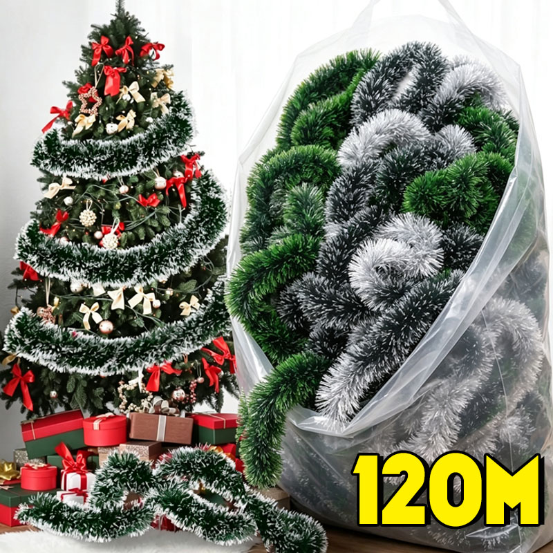 Tinsel Garland Decoration - グリーンホワイトスノークリスマスティンセルガーランドデコレーションハンギングデコレーション屋内パーティーサプライツイストクリスマスツリーリース階段屋外