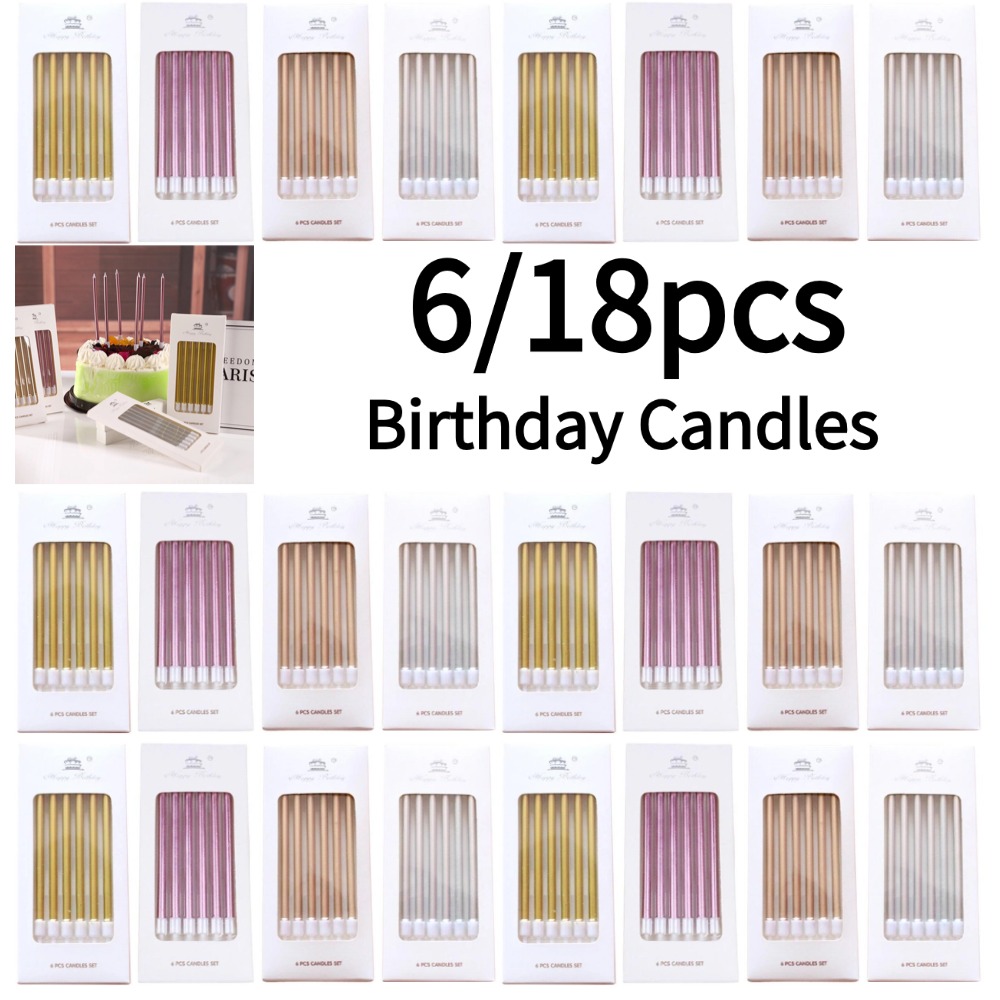 Holiday Candle Set - 6/18個入り メタル ゴールド シルバー 誕生日キャンドル DIY