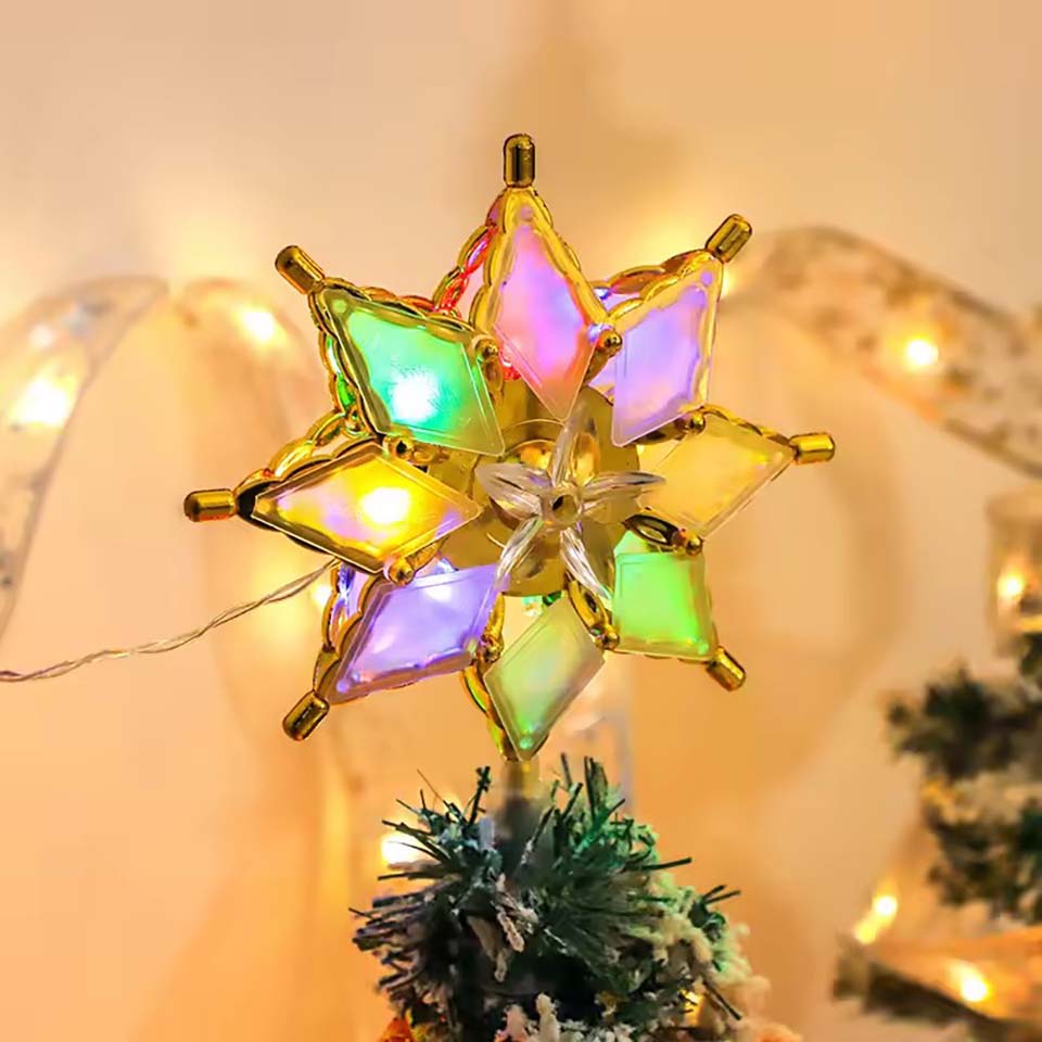 Star Tree Topper - ライト付きスターツリートッパー クリスマスLEDチェーンライトペンダント クリスマスイルミネーション 窓飾り パーティー クリスマスツリーデコレーション