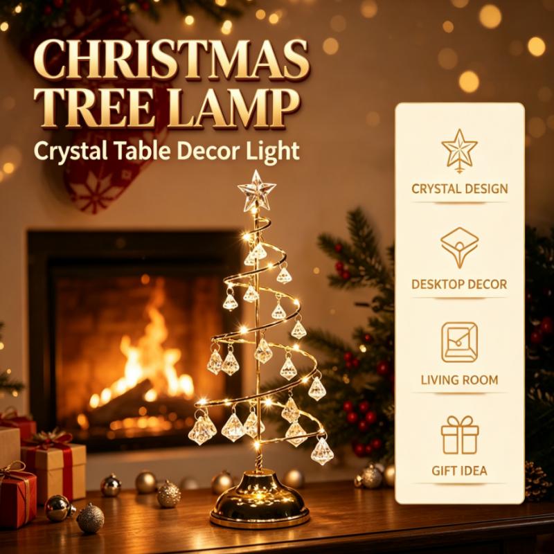 Star Tree Topper - クリスマスツリーテーブルランプ、電池式LEDクリスタルドロップ装飾ライト、スタートッパー付き、寝室やリビングルームの装飾に最適