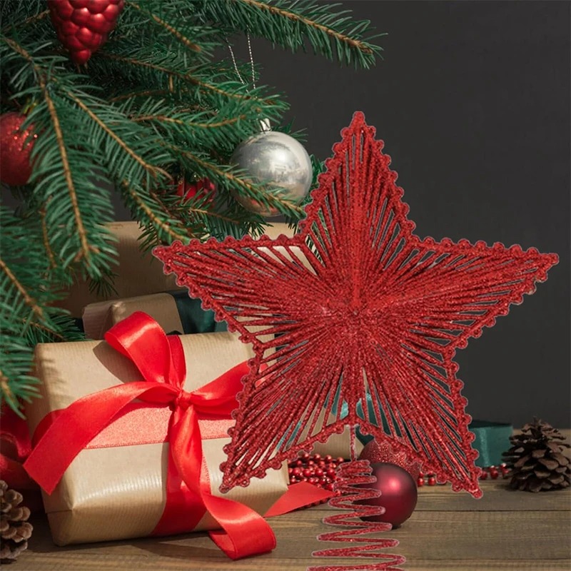 25 センチメートルレッドグリッタークリスマスツリートッパー - Star Tree Topper のレビューと価格