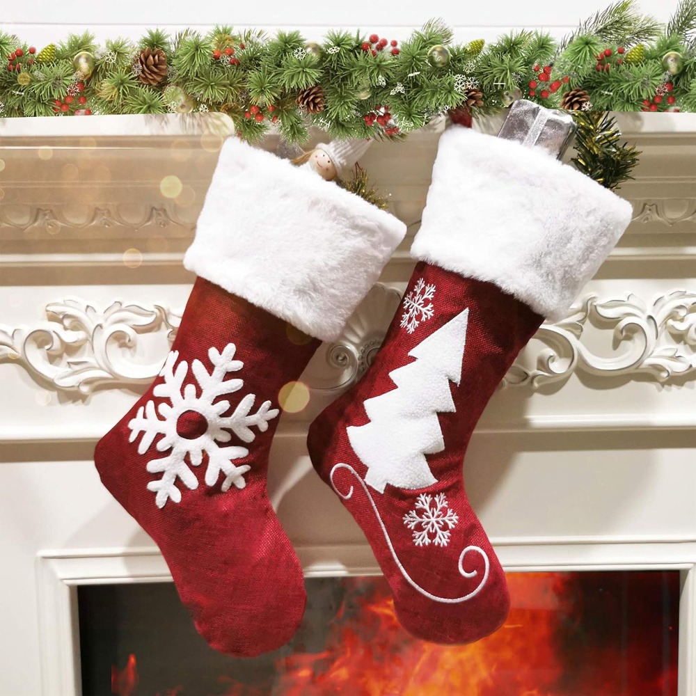 2～4個入り 大型麻製クリスマスストッキング 18インチ プ - Christmas Stocking Hanging のレビューと価格