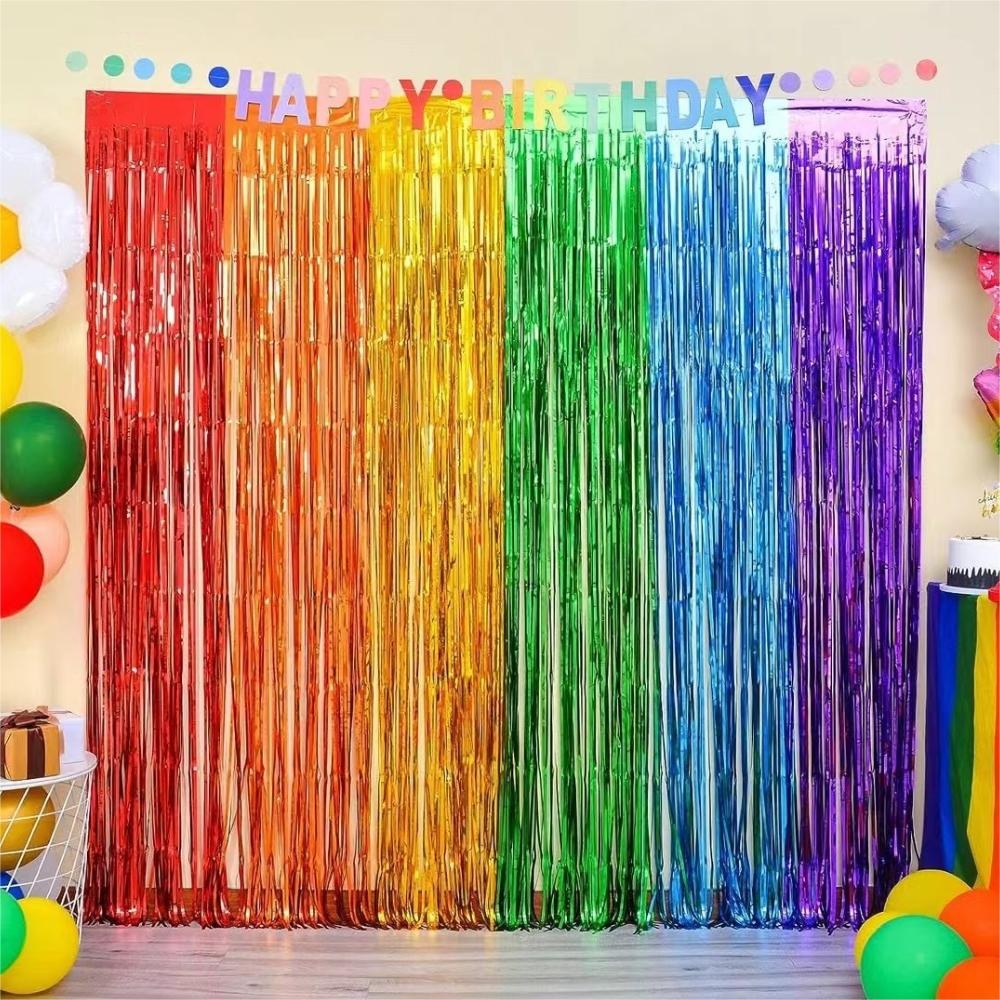 パーティー背景幕フリンジティンセルカーテン大人子供誕生日パー - Tinsel Garland Decoration のレビューと価格