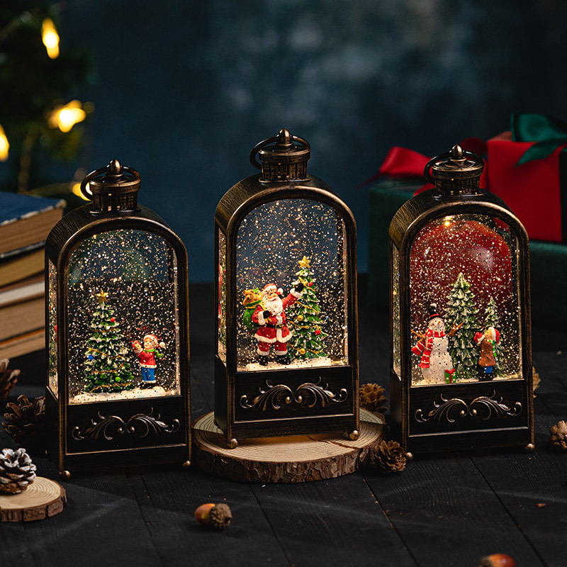 クリスマスのスノーブランタン、ハンドル付き装飾品工芸品 - Snow Globe Musical のレビューと価格