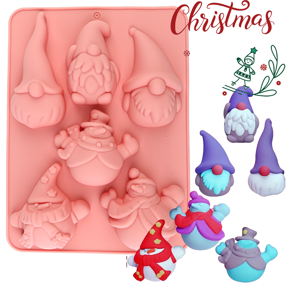 6つの空洞を持つクリスマスノームケーキチョコレートシリコン製 - Holiday Candle Set のレビューと価格