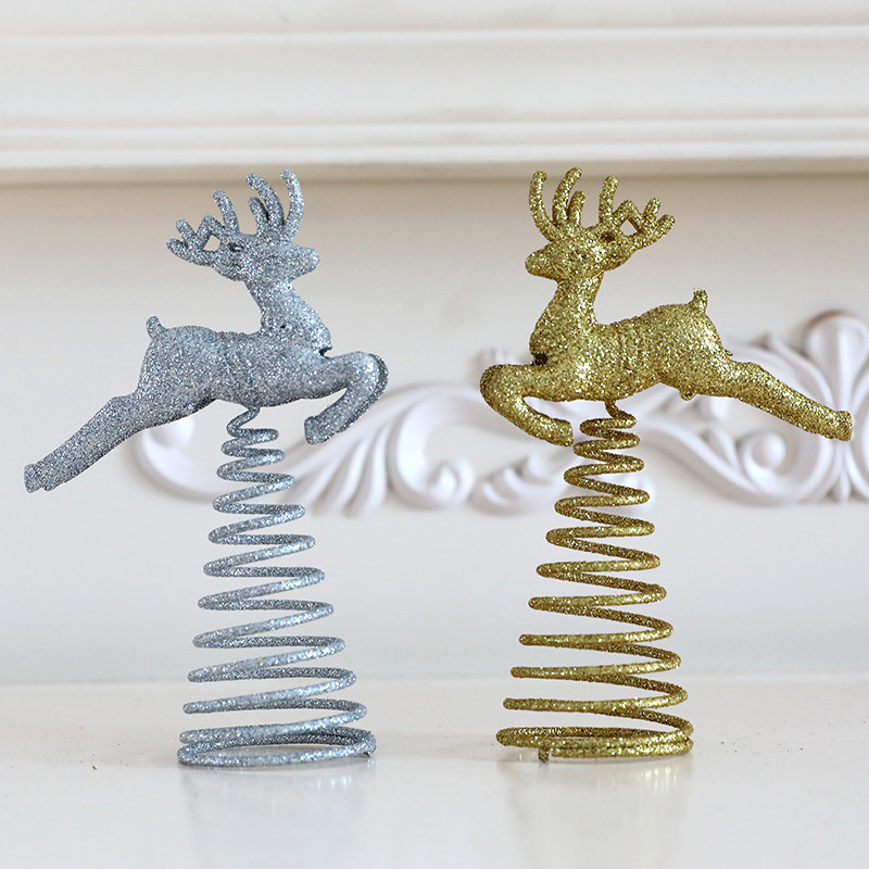クリスマスツリートップスター装飾、銀色の金のキラキラ、愛の鹿 - Star Tree Topper のレビューと価格