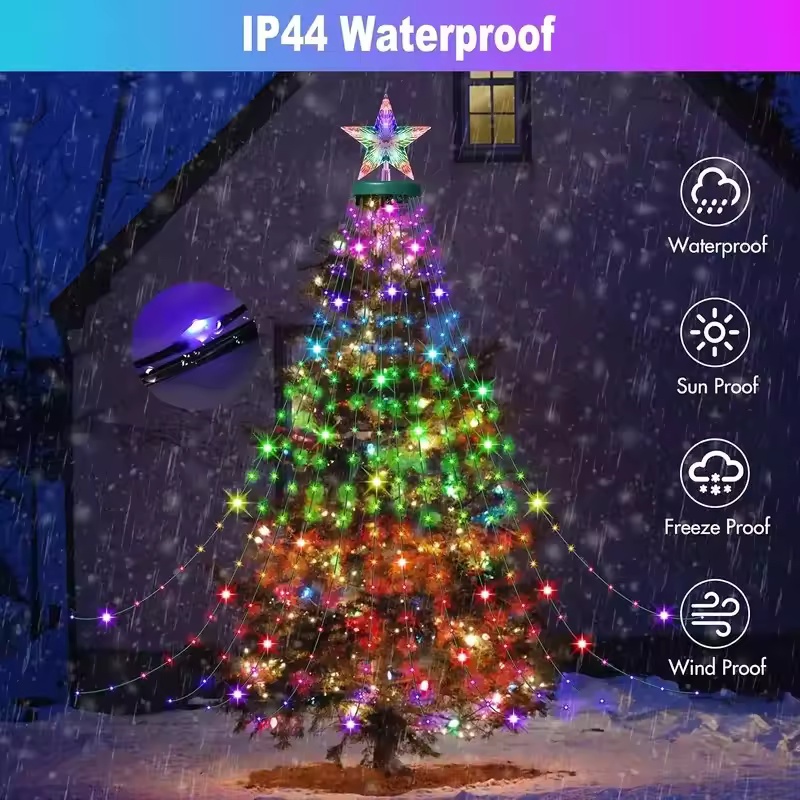 400LEDスマートクリスマスツリーライト、スター型トップピ - Star Tree Topper のレビューと価格