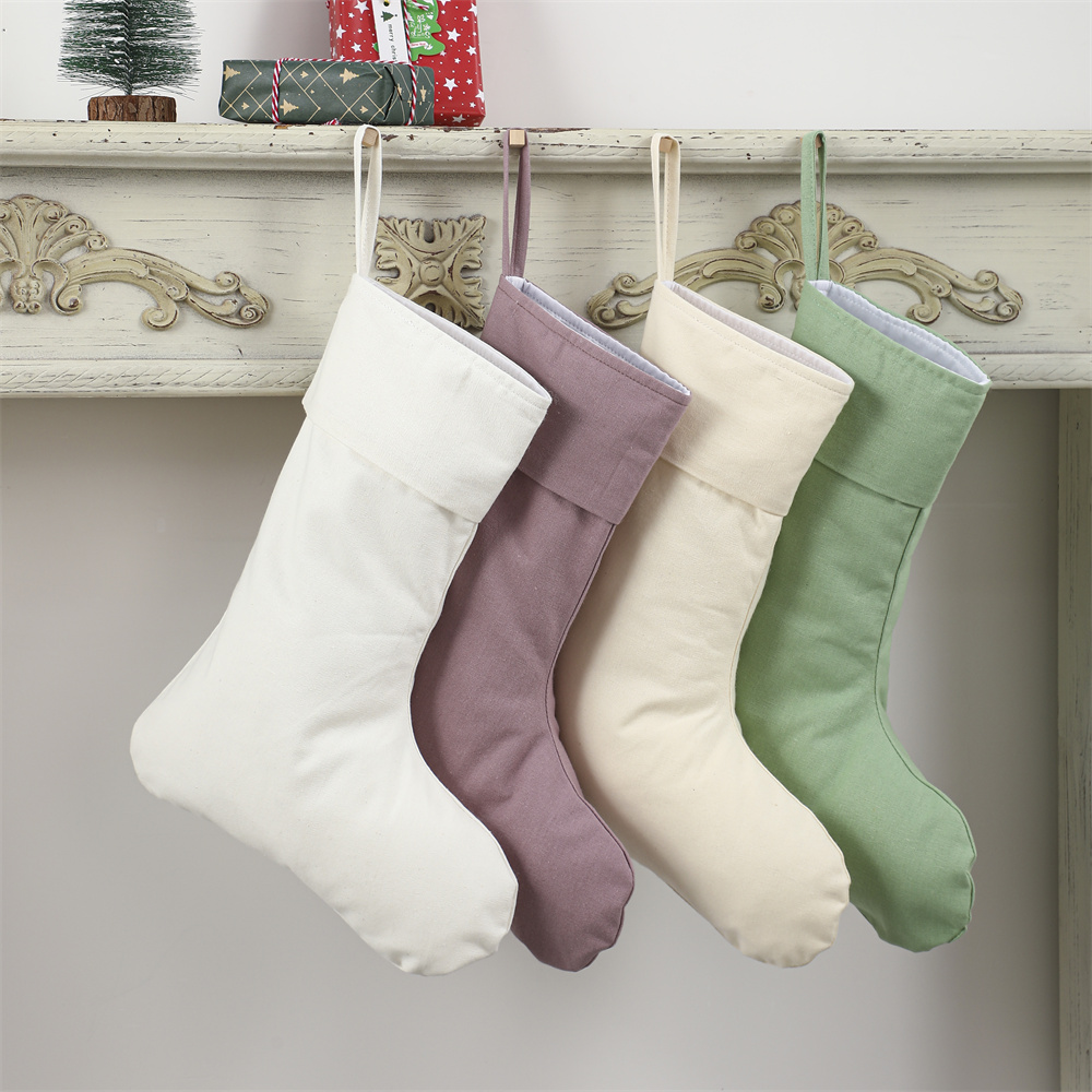 家の装飾のためのクリスマリネンストッキング、天然のプレーンソ - Christmas Stocking Hanging のレビューと価格
