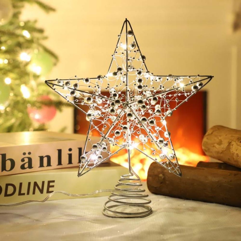 ゴールド/シルバー LED クリスマスツリートッパースターグ - Star Tree Topper のレビューと価格