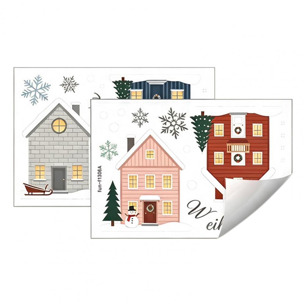 エルクファーツリーステッカー 2枚入り クリスマス雪の降る家 - Snowflake Window Decal のレビューと価格