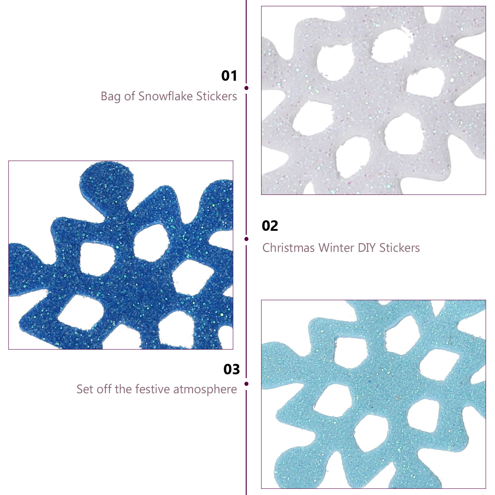 スノーフレークフォームステッカー グリッター クリスマス ウ - Snowflake Window Decal のレビューと価格
