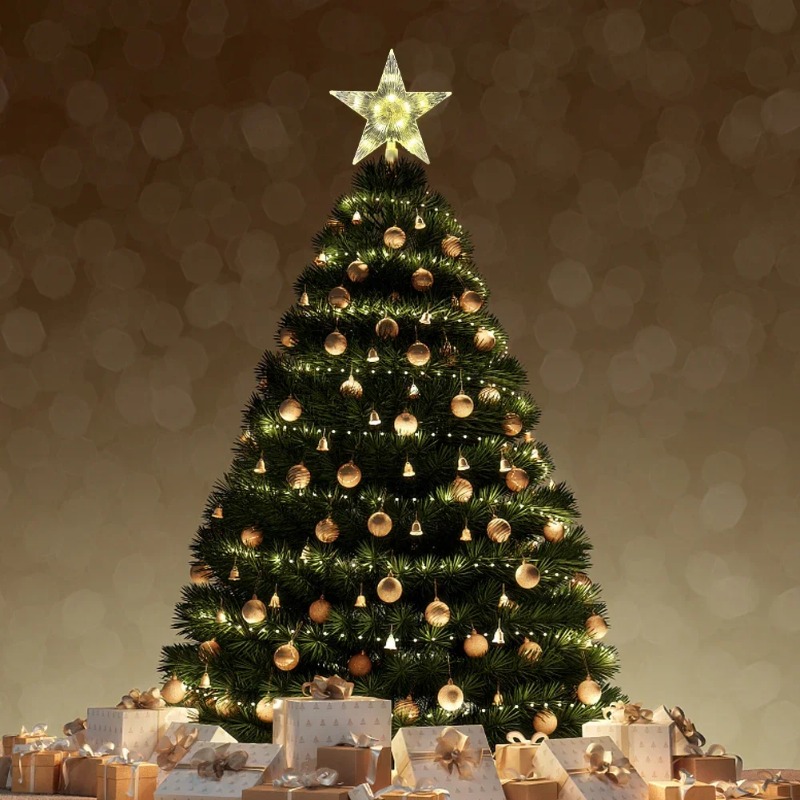 LEDライト付きの透明な五芒星の装飾,クリスマスツリーの装飾 - Star Tree Topper のレビューと価格