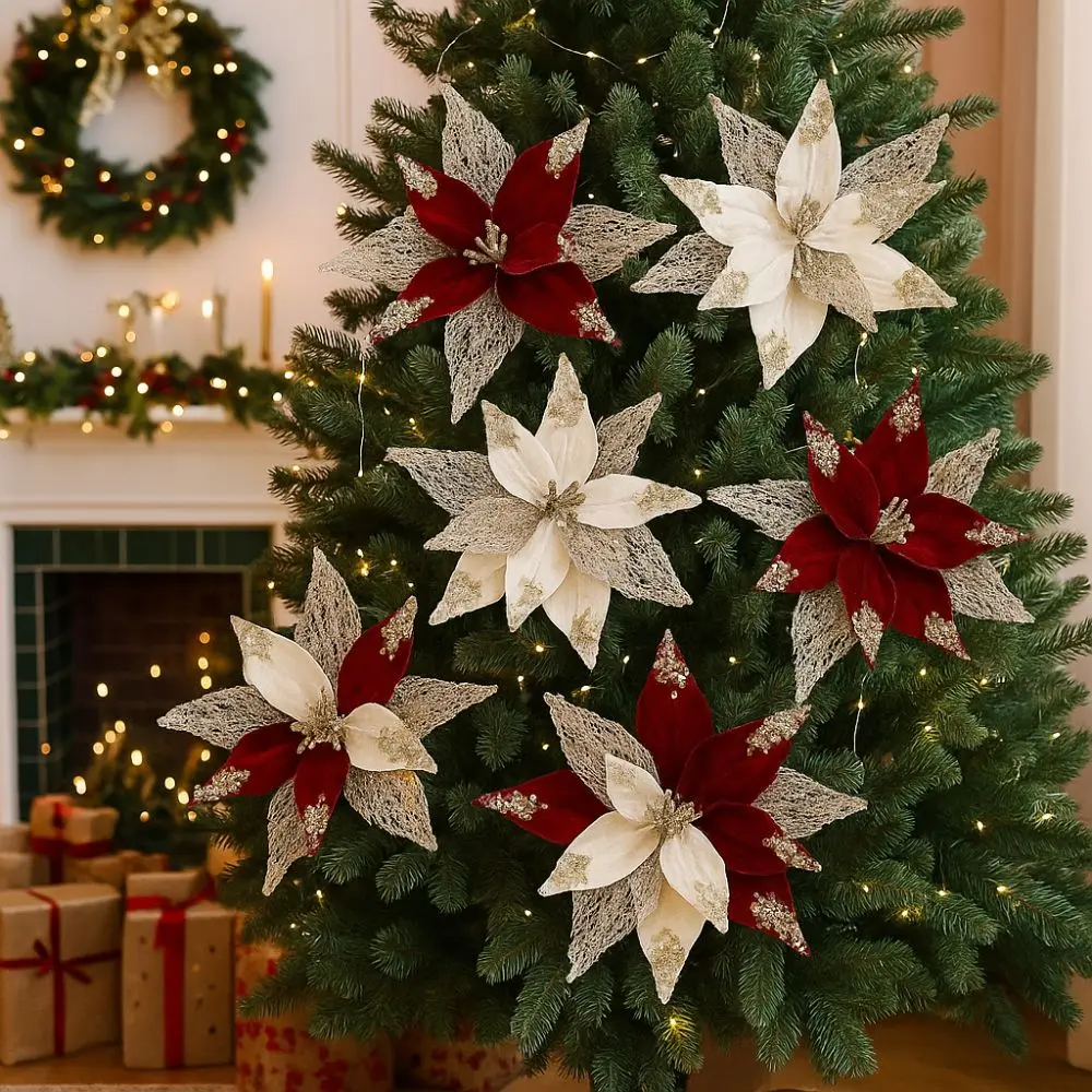 29cmの人工クリスマスフラワーベルベットシミュレーションク - Christmas Wreath Fake のレビューと価格