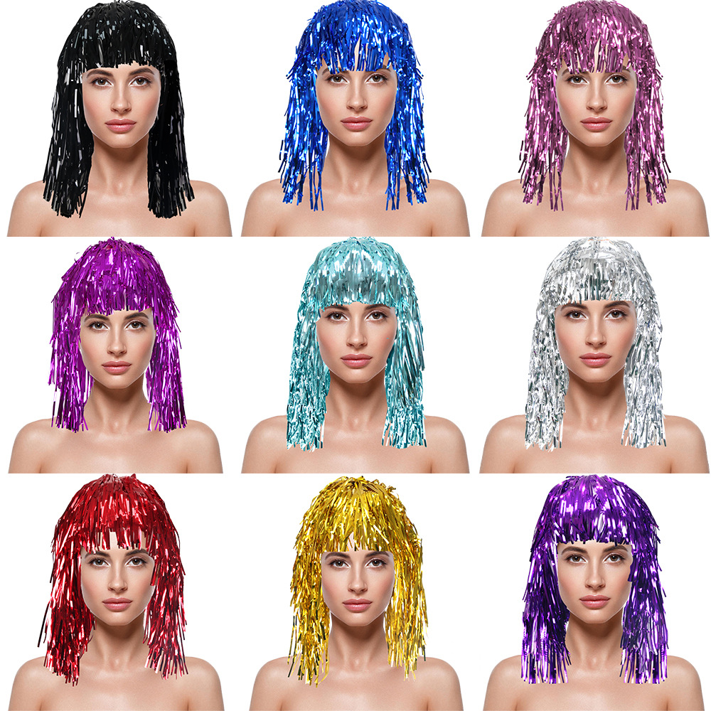 コスプレディスコウィッグ箔ティンセル光沢のあるパーティーウィ - Tinsel Garland Decoration のレビューと価格