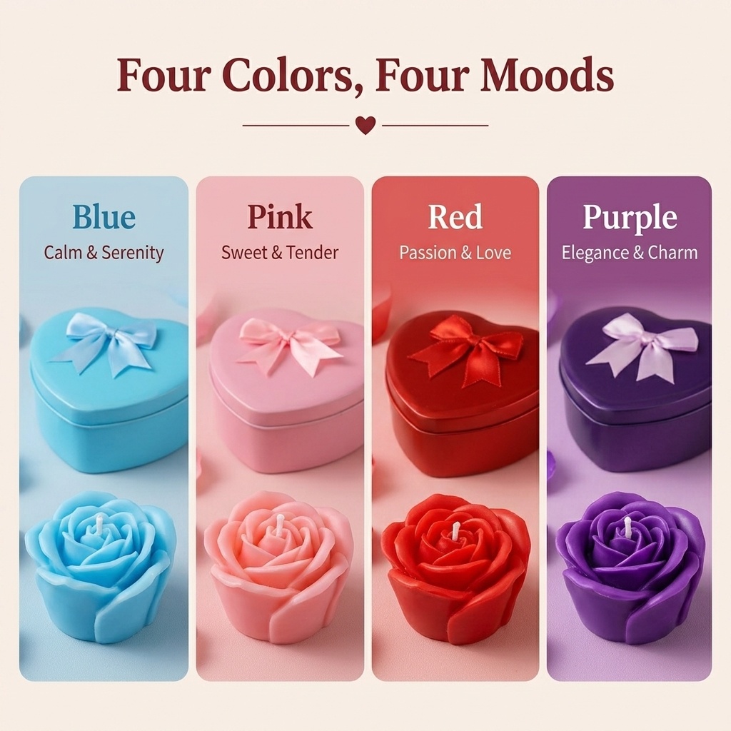 バラの形をしたソイワックスキャンドル6個セット、ロマンチック - Holiday Candle Set のレビューと価格