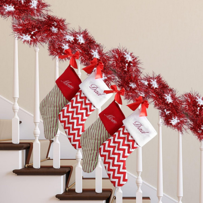 1pc クリスマスティンセルスノーフレークレッドガーランドレ - Tinsel Garland Decoration のレビューと価格