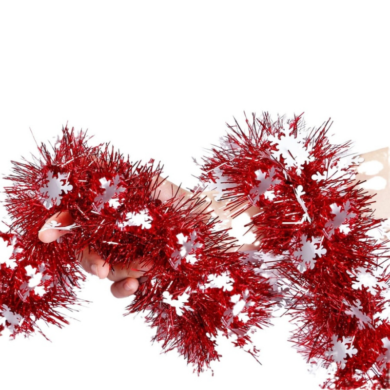 1pc クリスマスティンセルスノーフレークレッドガーランドレ - Tinsel Garland Decoration のレビューと価格