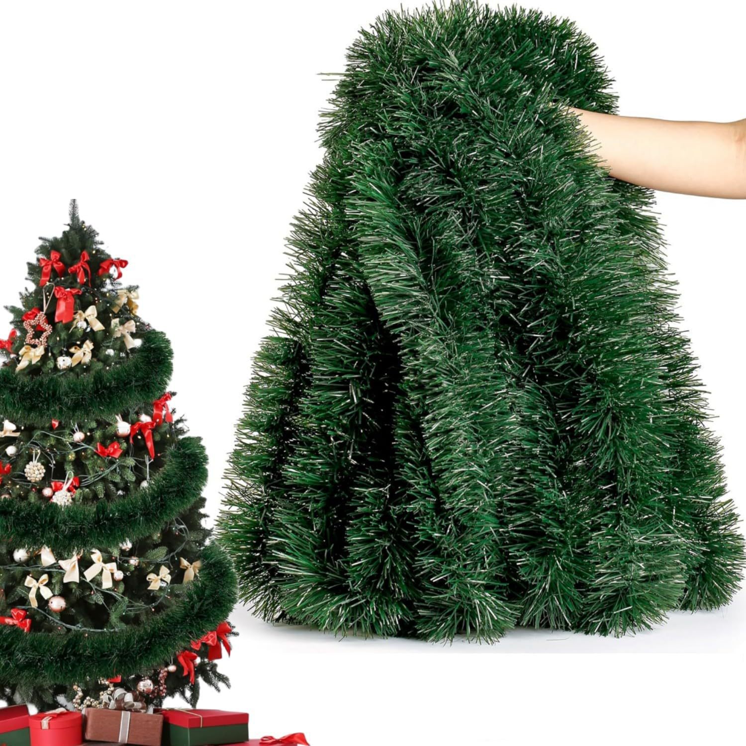 6/14M クリスマスティンセルガーランド、吊り下げ装飾品、 - Tinsel Garland Decoration のレビューと価格