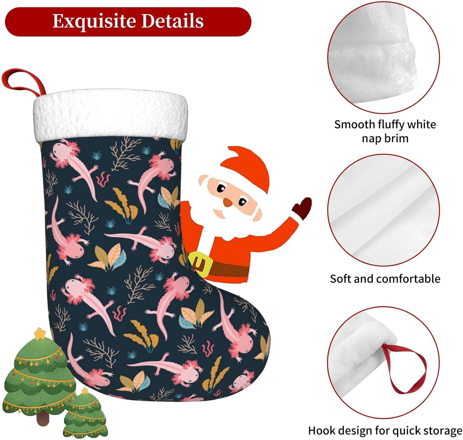 かわいいアホロートルクリスマスストッキング吊り下げ装飾ストッ - Christmas Stocking Hanging のレビューと価格