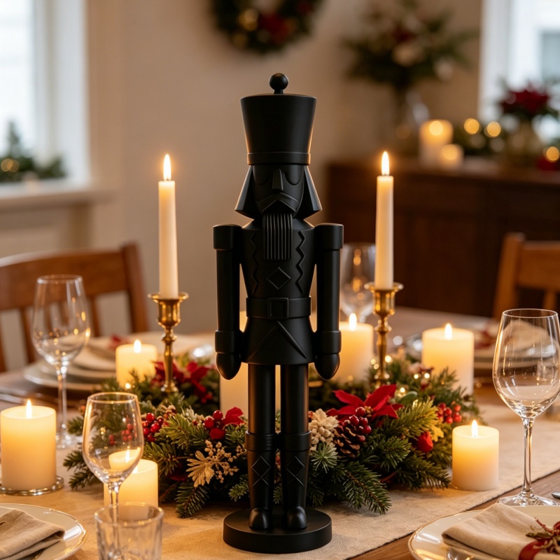 ミニマリストブラックナッツクラッカー兵士像、3Dプリント彫刻 - Nutcracker Figurine のレビューと価格