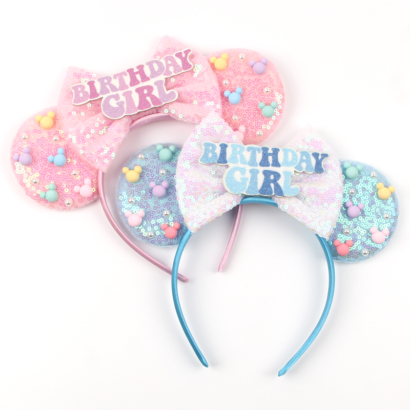 女の子ハッピーバースデーミニーマウス耳ヘッドバンド女の子ベビ - Ribbon Bow Gift のレビューと価格