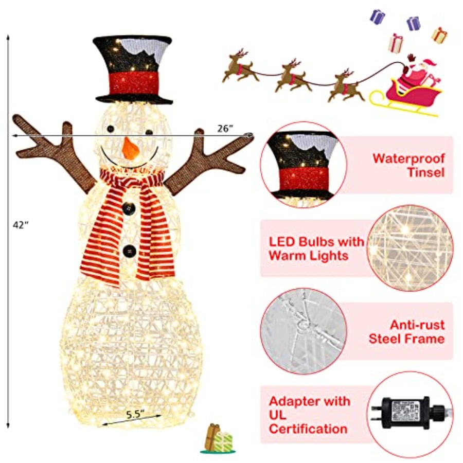 クリスマス屋外用ライトアップスノーマンヤードデコレーション、 - Christmas Lights Outdoor のレビューと価格
