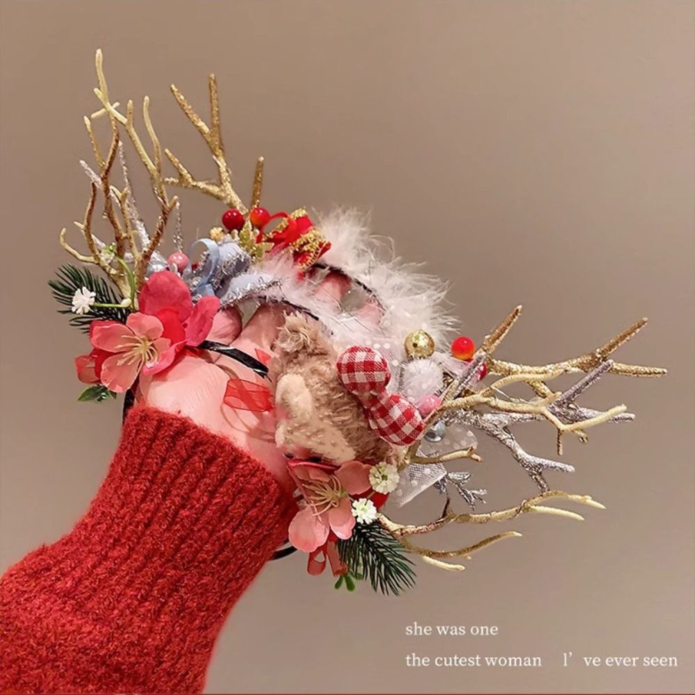 ぬいぐるみLEDクリスマスヘッドバンド 光るエルクヘアフープ - Reindeer Antlers Headband のレビューと価格