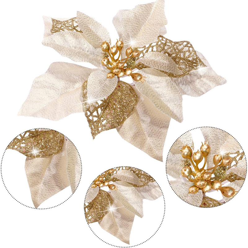 10 個グリッター造花フェイクフラワークリスマスクリスマスツ - Christmas Wreath Fake のレビューと価格