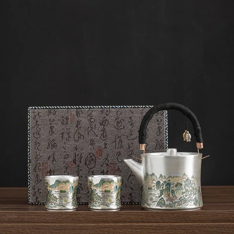 Z30- 劉銀 一壺二杯 磁器銀巻きカンフー茶器セット ティ - Gift Box Wrap Set のレビューと価格