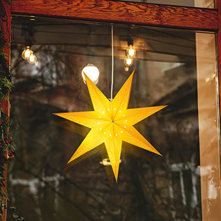 ペーパースターランタンランプシェードクリスマスハンギングスタ - Star Tree Topper のレビューと価格