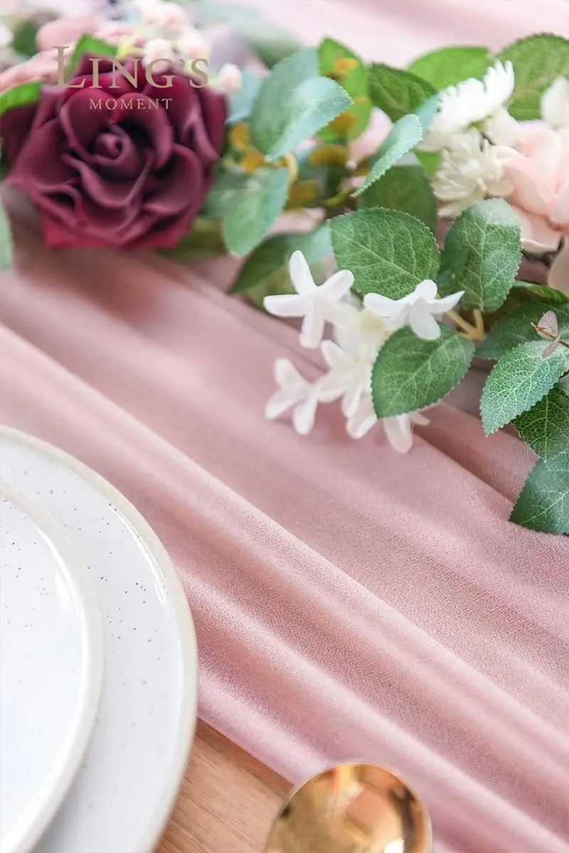 白いシルクシフォンランナー,半透明,ヴィンテージ,ダイニング - Christmas Table Runner のレビューと価格