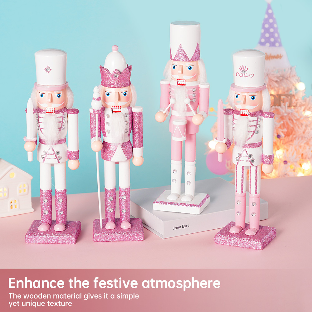 30 センチメートル木製くるみ割り人形兵士置物人形ピンクグリ - Nutcracker Figurine のレビューと価格