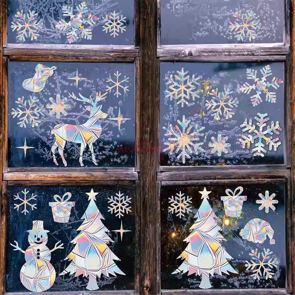 クリスマス静電気ウィンドウガラスステッカー2セット クリスマ - Snowflake Window Decal のレビューと価格