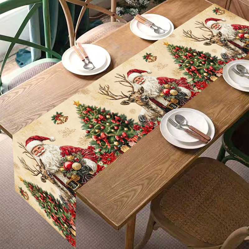 ヴィンテージクリスマステーブルランナーレトロサンタクローステ - Christmas Table Runner のレビューと価格