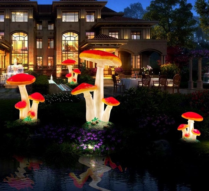 防水等身大シミュレーションキノコ照明像、ファイバーグラス製ク - Christmas Lights Outdoor のレビューと価格