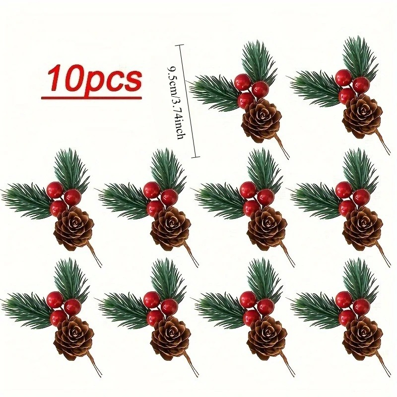 人工松ぼっくりと赤い果実の10個セット - クリスマスツリー - Christmas Tree Artificial のレビューと価格