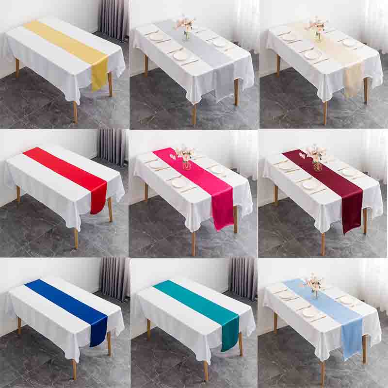 サテンの結婚式のテーブルランナー,12x108インチ,宴会用 - Christmas Table Runner のレビューと価格