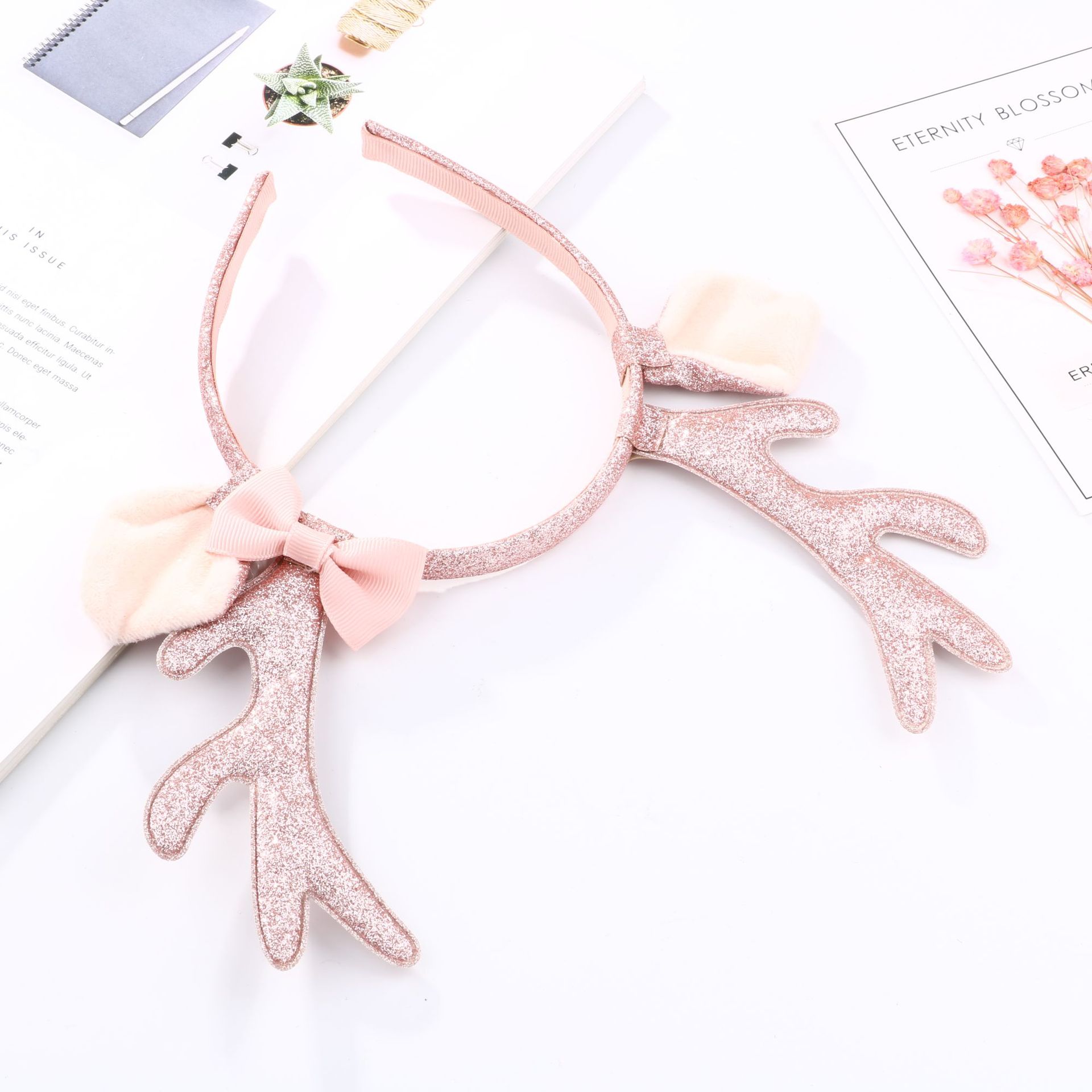 かわいいピンクのグリッタートナカイの角ヘッドバンド、ぬいぐる - Reindeer Antlers Headband のレビューと価格