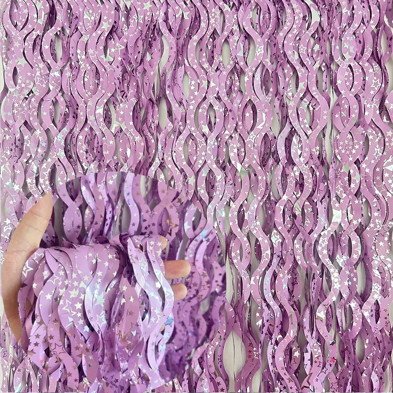 カラフルな星のレインタッセルカーテン、マーメイドユニコーンの - Tinsel Garland Decoration のレビューと価格