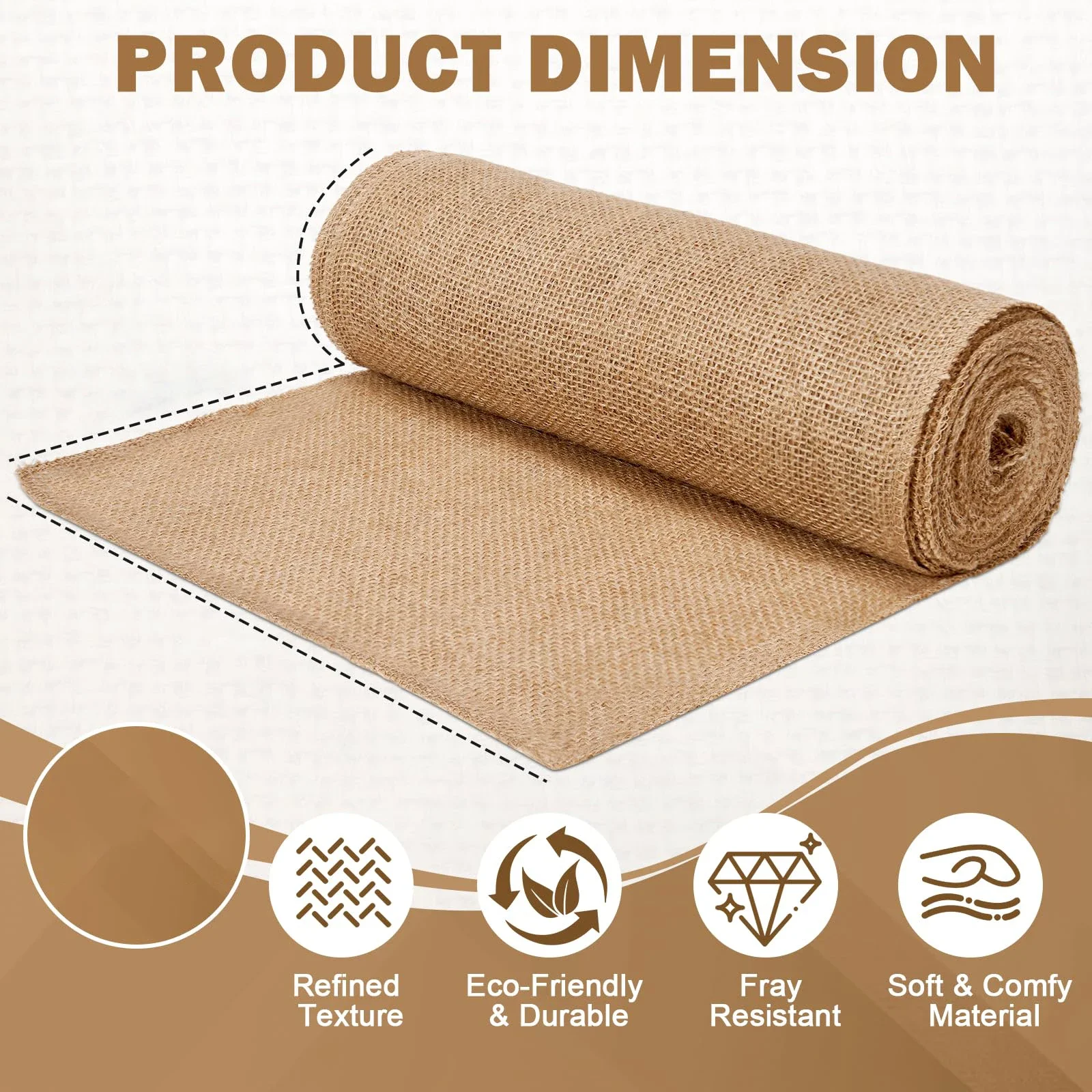 新しいデザインのベージュ黄麻布ロール 30cmx10m -  - Christmas Table Runner のレビューと価格