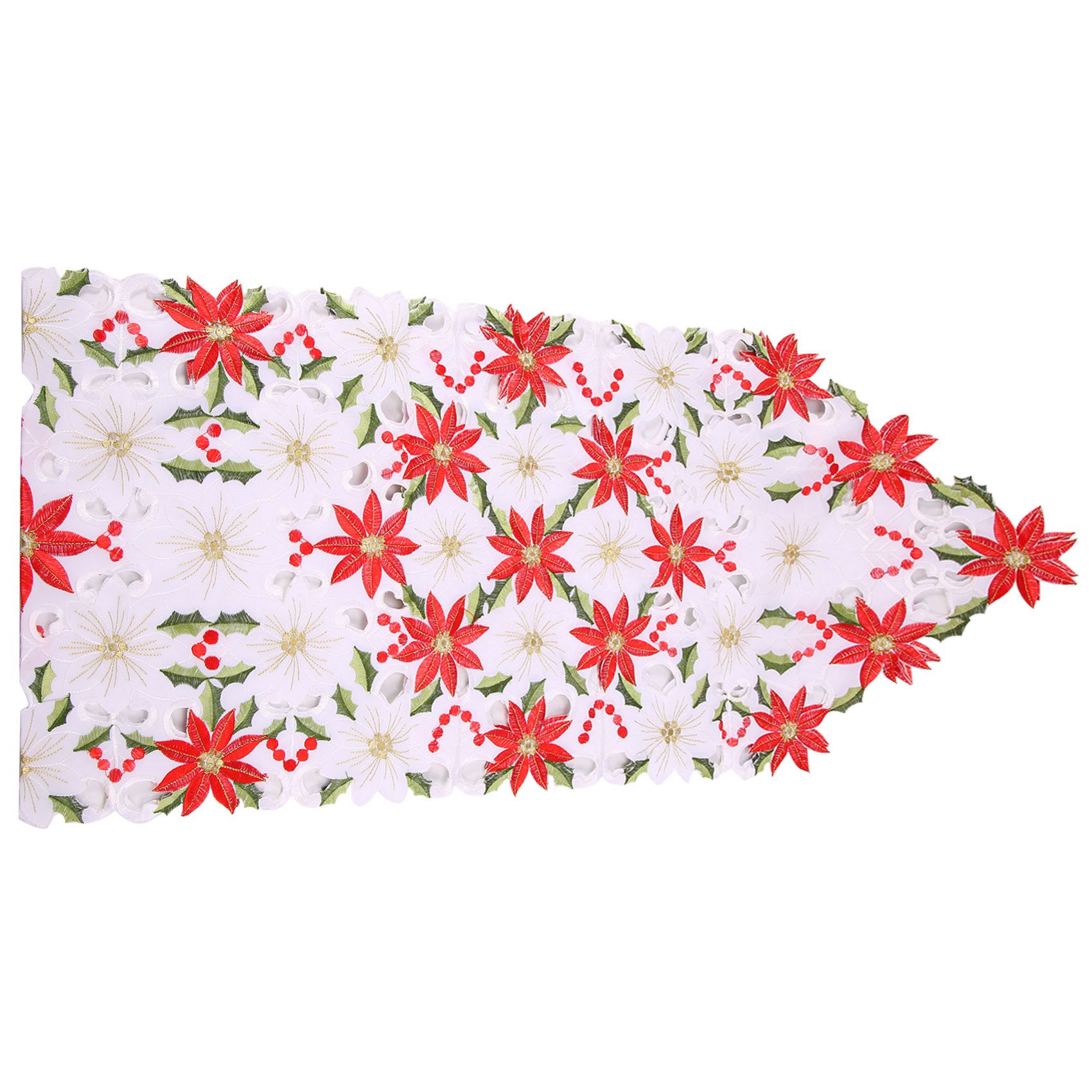 ホリーポインセチアクリスマス刺embroideredテーブル - Christmas Table Runner のレビューと価格