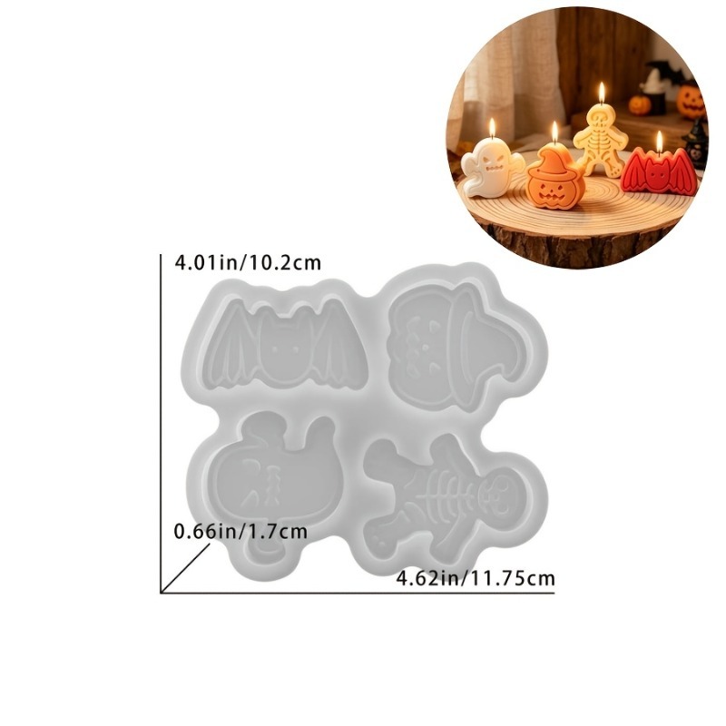 4つの空洞を持つシリコン樹脂型セット。DIY粘土の幽霊、カボ - Holiday Candle Set のレビューと価格