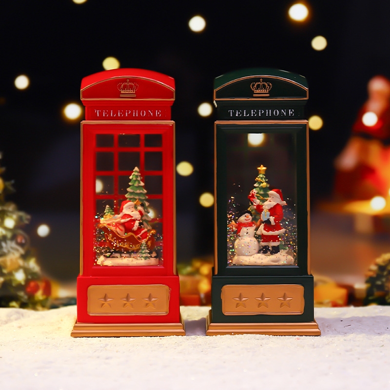 クリスマス電話ボックスナイトライトサンタのそりスノーグローブ - Snow Globe Musical のレビューと価格