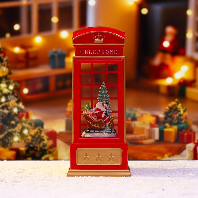 クリスマス電話ボックスナイトライトサンタのそりスノーグローブ - Snow Globe Musical のレビューと価格