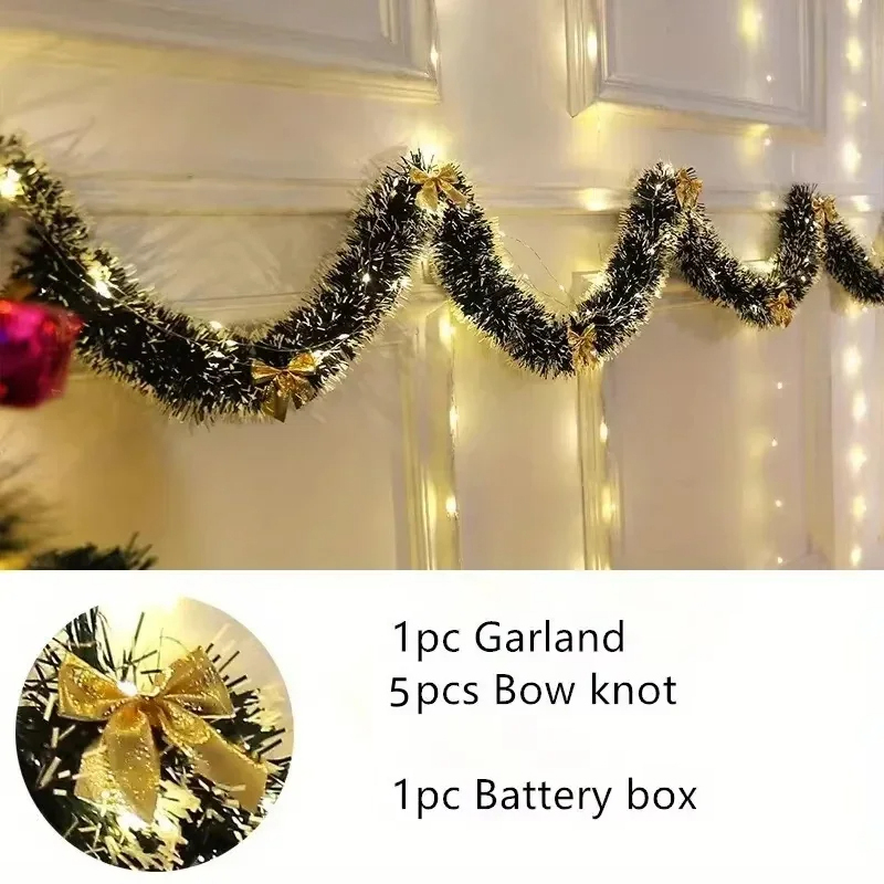 2M LEDライト付きクリスマスティンセルガーランド、光沢の - Tinsel Garland Decoration のレビューと価格